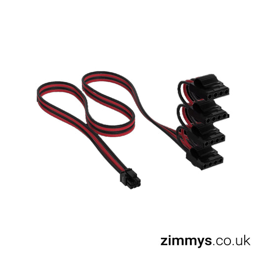 Corsair Premium Black/Red Individually Sleeved Peripheral Power (Molex) Type-5 PSU Cable