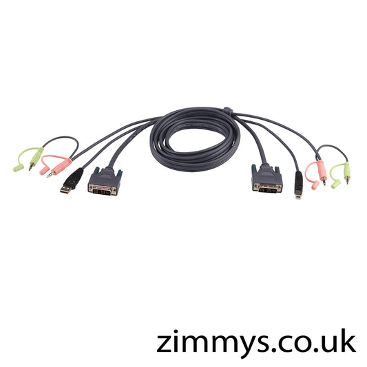 Aten 3m USB, Audio and DVI-D All in one KVM Cable for use with USB Audio and DVI-D Switches