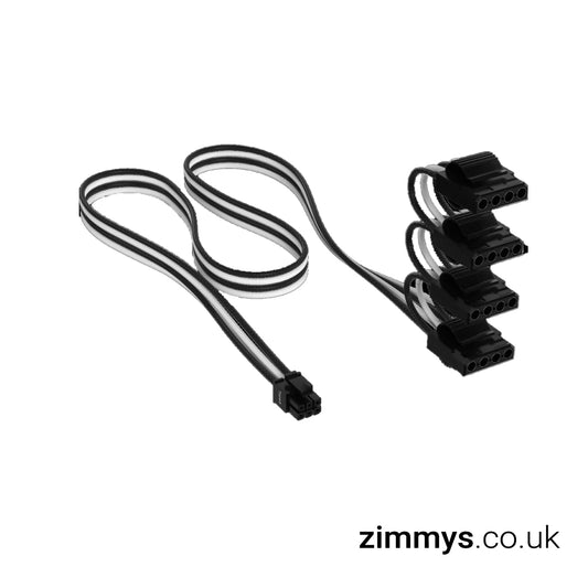 Corsair Premium Black/White Individually Sleeved Peripheral Power (Molex) Type-5 PSU Cable
