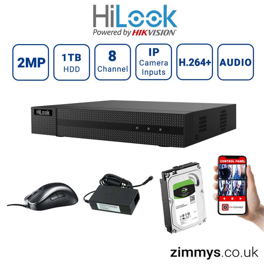Hikvision Hilook 2MP 8 CH DVR (DVR 208G-F1) with 1TB HDD