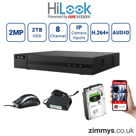Hikvision HiLook 2MP 8 CH DVR (DVR 208G-F1) with 2TB HDD
