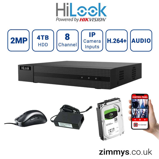 Hikvision HiLook 2MP 8 CH DVR (DVR 208G-F1) with 4TB HDD