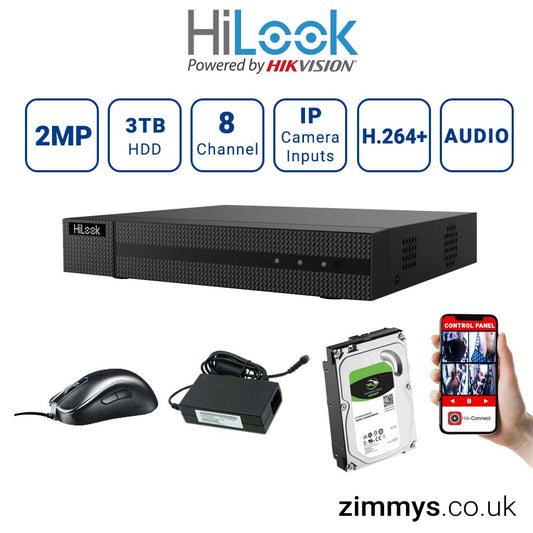 Hikvision  HiLook 2MP 8 CH DVR (DVR 208G-F1) with 3TB HDD