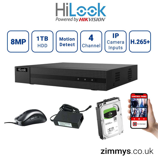Hikvision HiLook 8MP 4CH DVR (204U-M1) with 1TB HDD