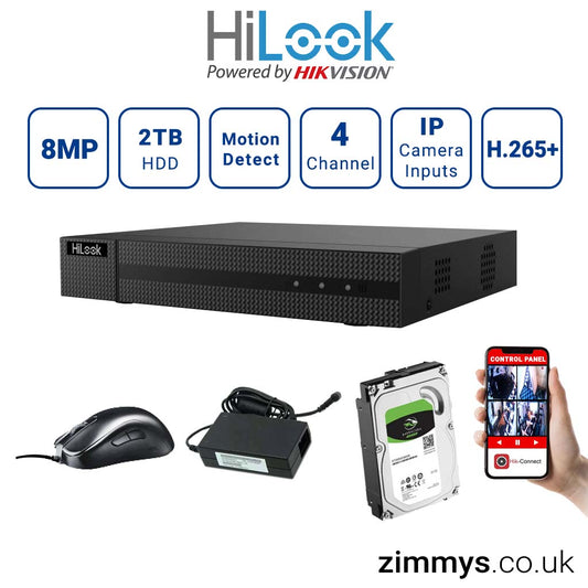Hikvision  HiLook 8MP 4CH DVR (204U-M1) with 2TB HDD