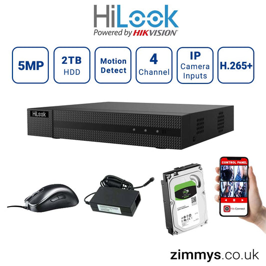 Hikvision HiLook 5MP 4CH DVR (204Q-M1) with 2TB HDD