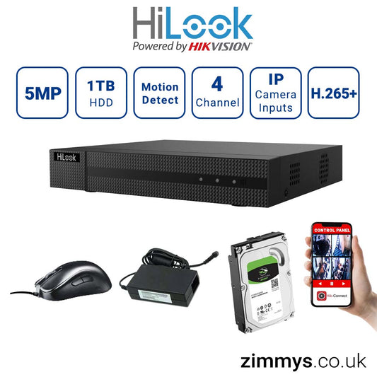 Hikvision HiLook 5MP 4CH DVR (204Q-M1) with 1TB HDD