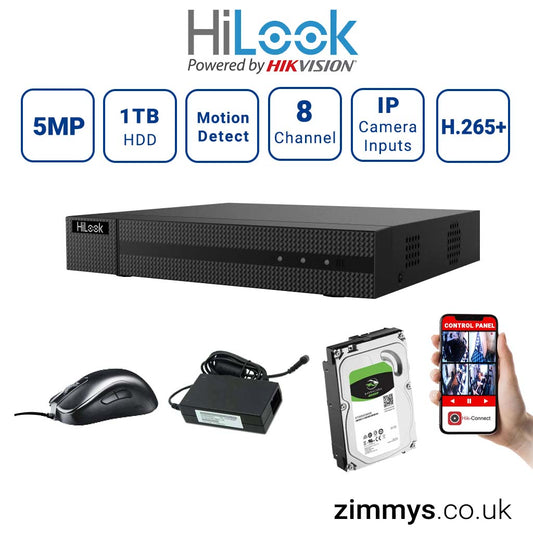Hikvision HiLook 5MP 8CH DVR (208Q-M1) with 1TB HDD
