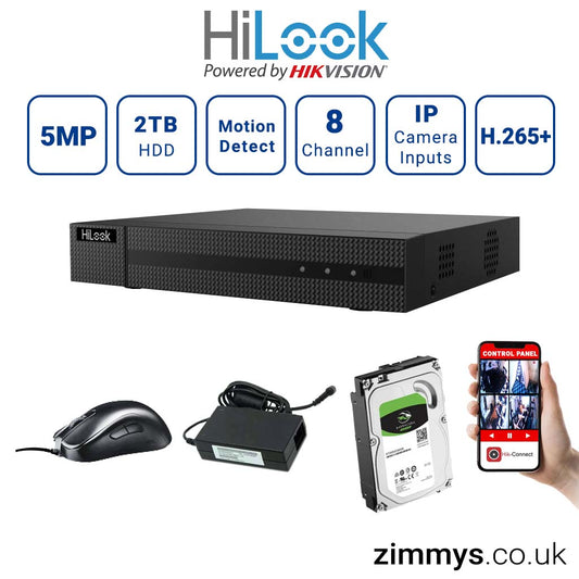 Hikvision HiLook 5MP 8CH DVR (208Q-M1) with 2TB HDD