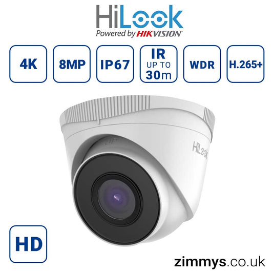 Hikvision Hilook 8MP Fixed Turret Camera PoE AUDIO Camera IPC-T280H