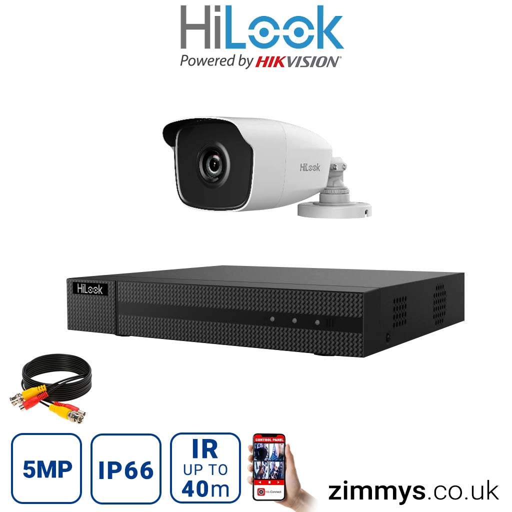 Hikvision HiLook 5MP CCTV Kit 4 Channel DVR (DVR-204Q-K1) with 1x Bullet (THC-B250 White) Without HDD