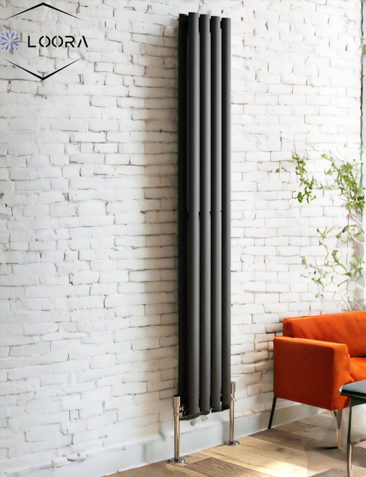 Vertical Designer Oval Column Radiator 1600x236mm Double Anthracite