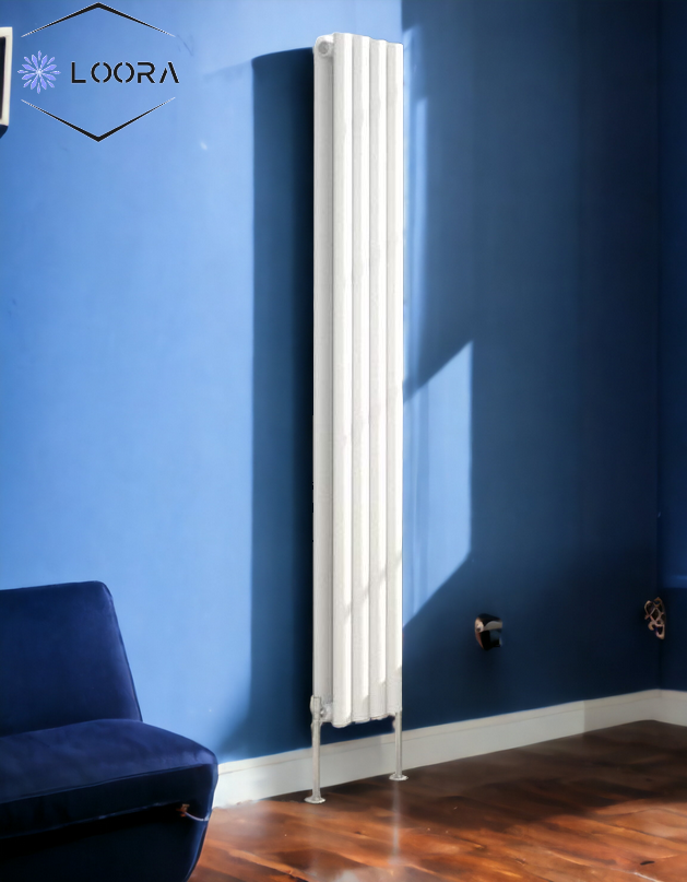 Vertical Designer Oval Column Radiator 1600x236mm Double White