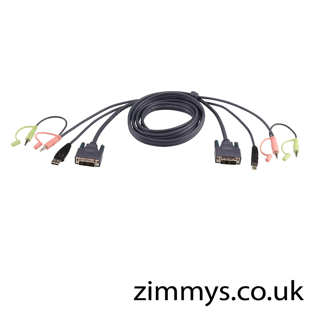 Aten 3m USB, Audio and DVI-D All in one KVM Cable for use with USB Audio and DVI-D Switches