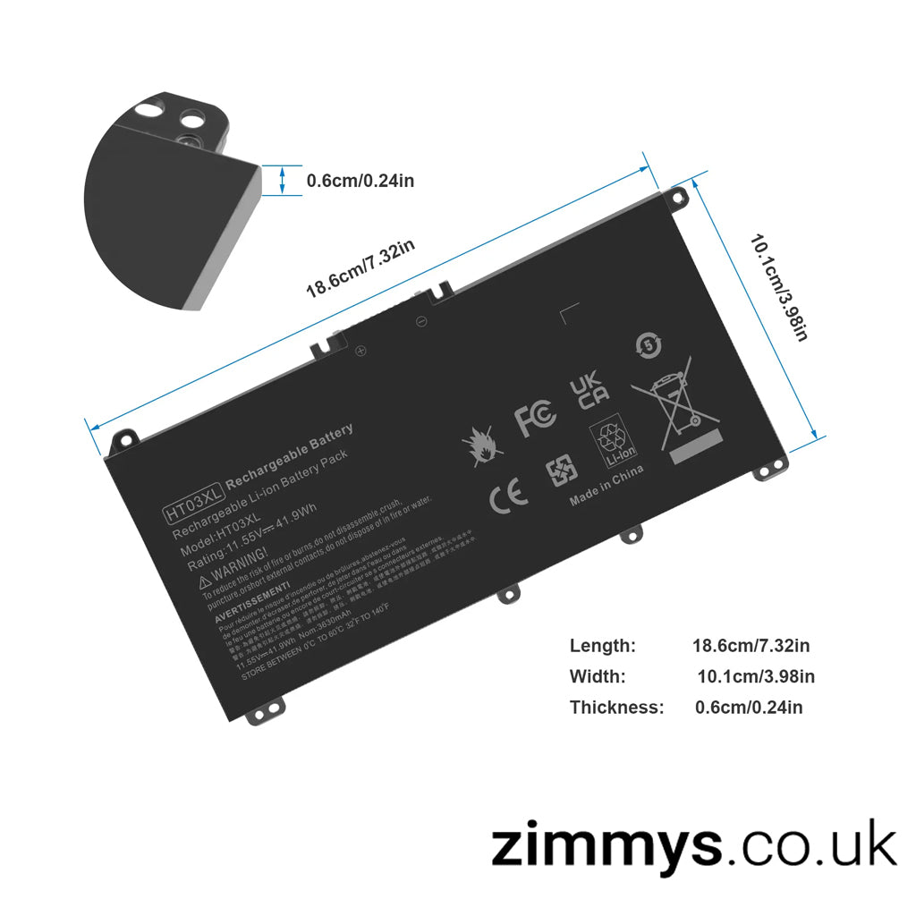 Laptop Battery for HP 15-CS 15-CW 15-DA 15-DB 15S-FQ 41Wh L11119-855 HT03XL Notebook PC