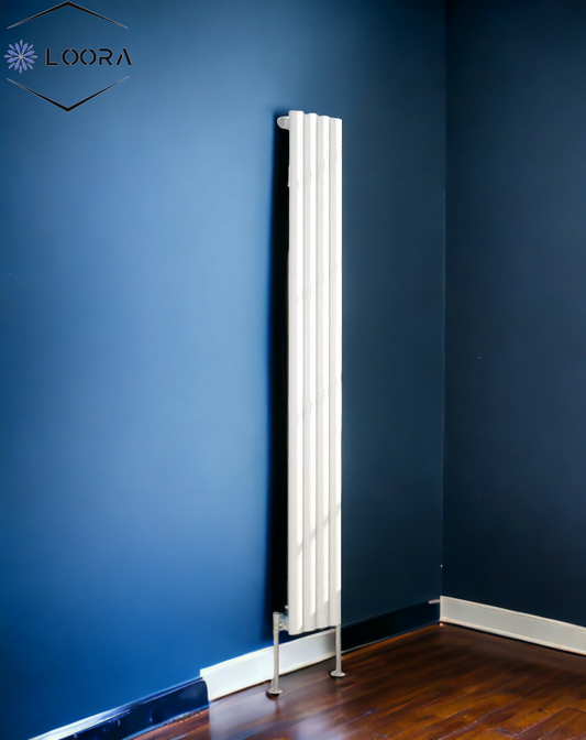 Vertical Designer Oval Column Radiator 1600x236mm Single White