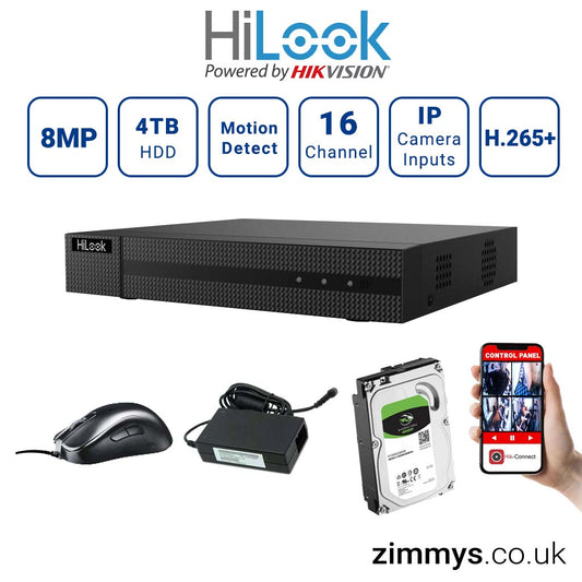 Hikvision HiLook 8MP 16CH DVR (216U-M2) with 4TB HDD