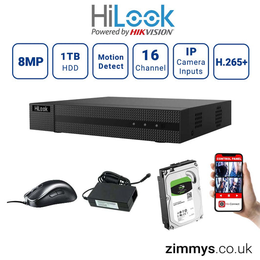 Hikvision HiLook 8MP 16CH DVR (216U-M2) with 1TB HDD