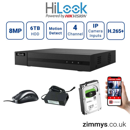 Hikvision HiLook 8MP 4CH DVR (204U-M1) with 6TB HDD