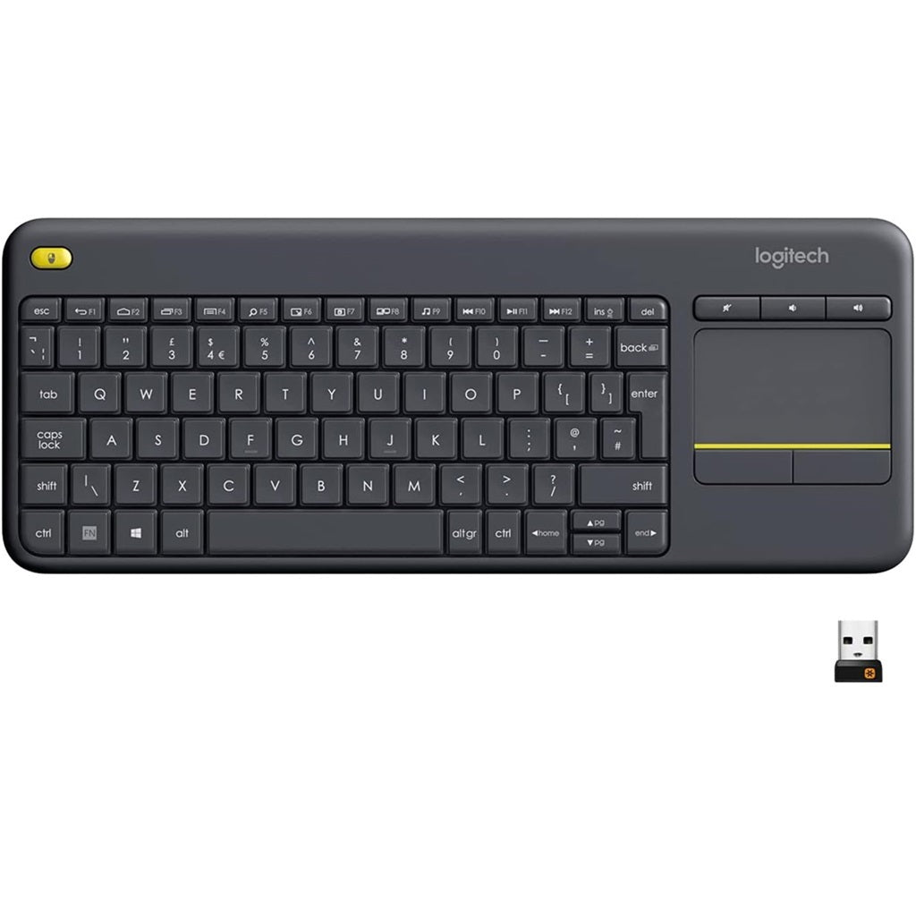 Logitech K400 Plus Wireless Touch Keyboard, Integrated Touchpad, 10m range, Media Keyboard Black