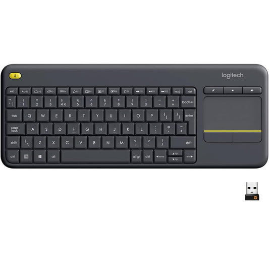 Logitech K400 Plus Wireless Touch Keyboard, Integrated Touchpad, 10m range, Media Keyboard Black