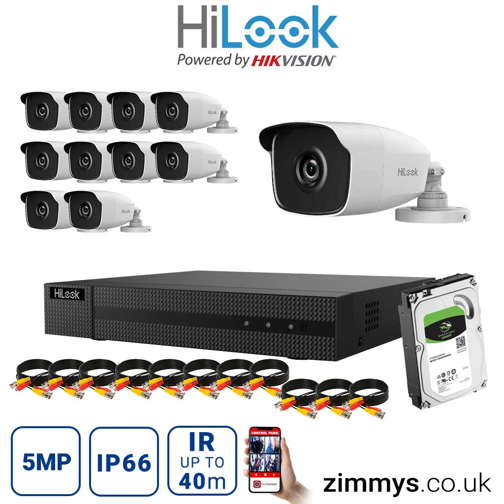 HIKVISION  HiLook 5MP CCTV Kit 16CH DVR (DVR-216Q-K1) with 11x Night Vision Bullet Camera (THC-B250) and 6TB HDD