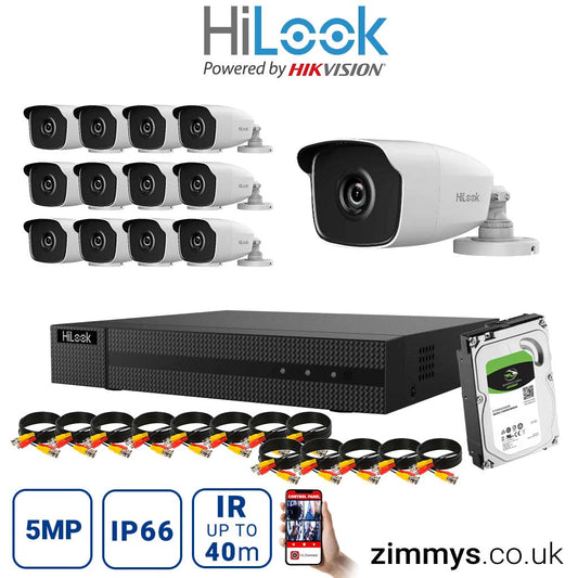 HIKVISION HiLook 5MP CCTV Kit 16CH DVR (DVR-216Q-K1) with 13x Night Vision Bullet Camera (THC-B250) and 4TB HDD