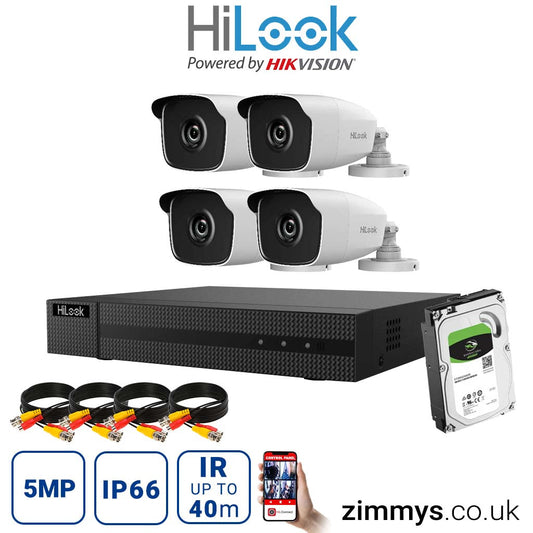 Hikvision HiLook 5MP CCTV Kit 8CH DVR (DVR-208Q-K1) with 4x Night Vision Bullet Camera (THC-B250) and 2TB HDD