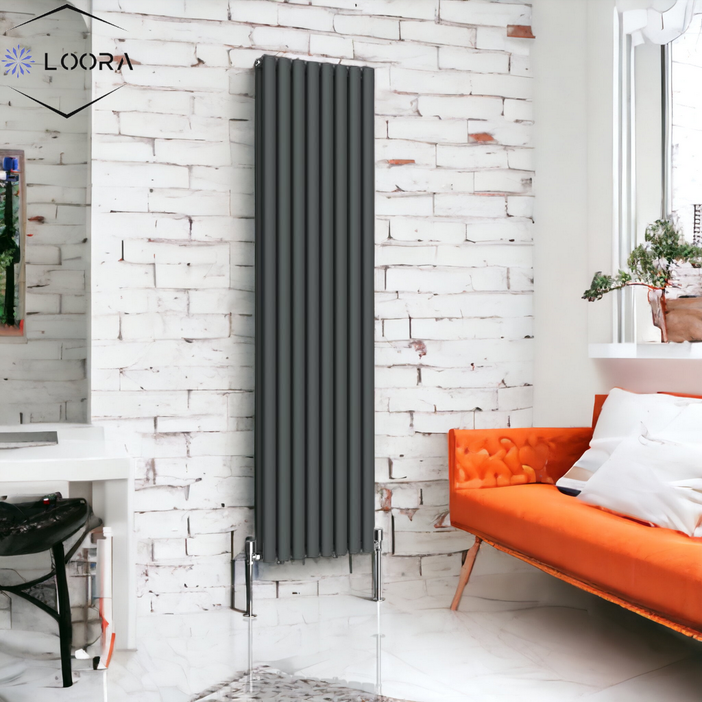 Vertical Designer Oval Column Radiator 1600x472mm Double Anthracite