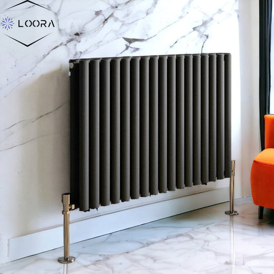 Rex horizontal Double oval designer Radiator 600x1003mm Anthracite