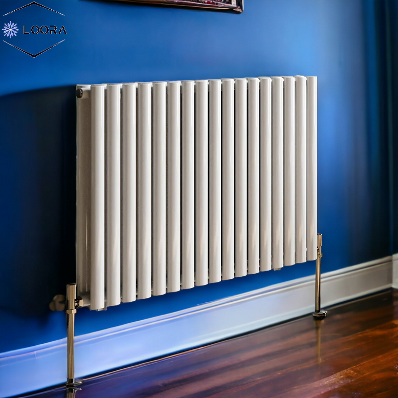 Rex horizontal Double oval designer Radiator 600x1003mm White