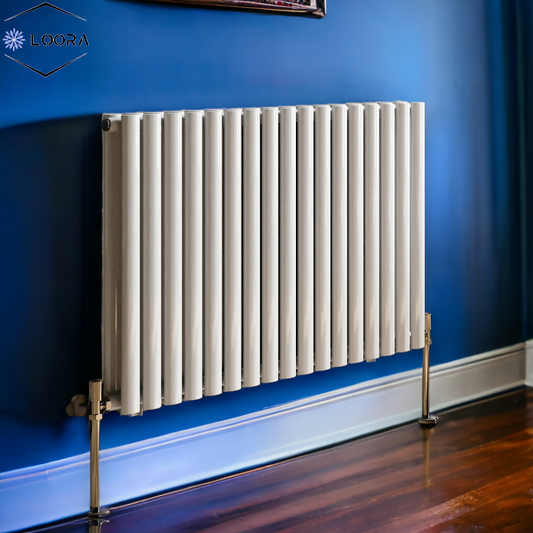 Rex horizontal Double oval designer Radiator 600x1003mm White