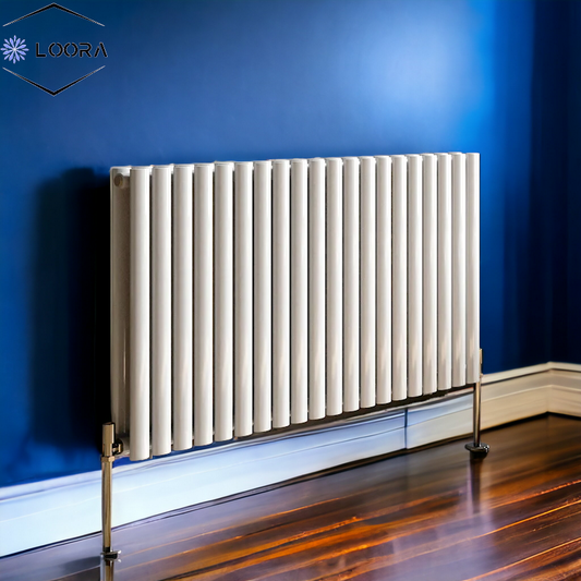 Rex horizontal Double oval designer Radiator 600x1180mm White