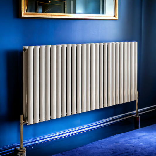 Rex horizontal Double oval designer Radiator 600x1416mm White