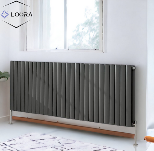 Rex horizontal Double oval designer Radiator 600x1600mm Anthracite