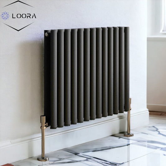 Rex horizontal Double oval designer Radiator 600x767mm Anthracite