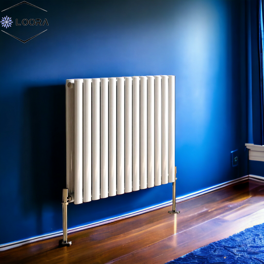 Rex horizontal Double oval designer Radiator 600x767mm White