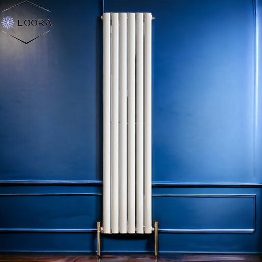 Vertical Designer Oval Column Radiator 1800x354mm Single White