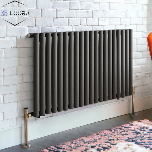 Rex horizontal Single oval designer Radiator 600x1180mm Anthracite