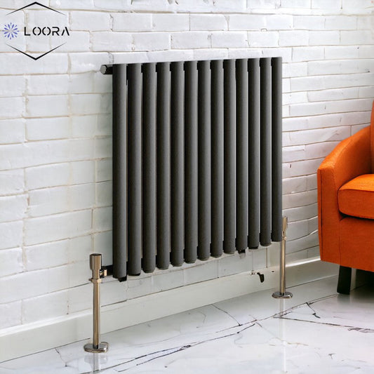 Rex horizontal Single oval designer Radiator 600x767mm Anthracite