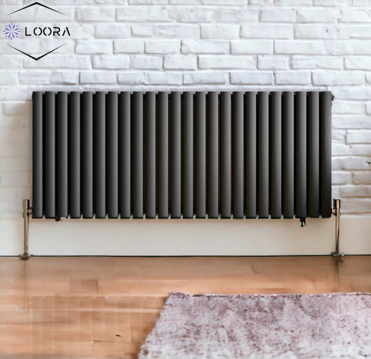 Rex horizontal Single oval designer Radiator 600x1416mm Anthracite