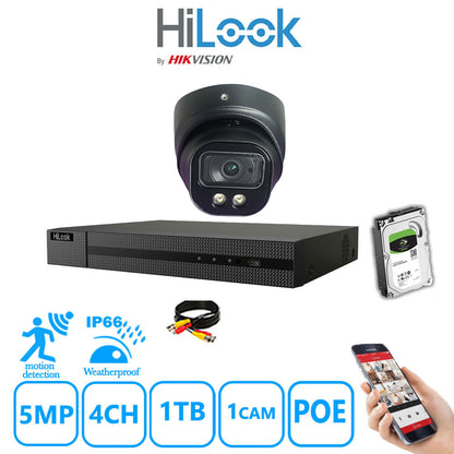 Full IP CCTV System 5MP Kit 4CH Hilook NVR Hizone Black Cameras and HDD Special Offer