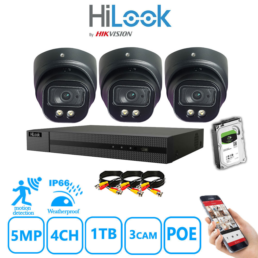 Full IP CCTV System 5MP Kit 4CH Hilook NVR Hizone Black Cameras and HDD Special Offer