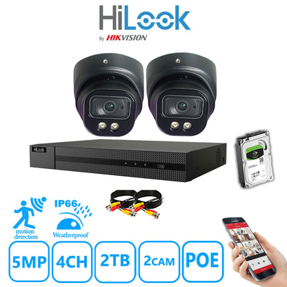 Full IP CCTV System 5MP Kit 4CH Hilook NVR Hizone Black Cameras and HDD Special Offer