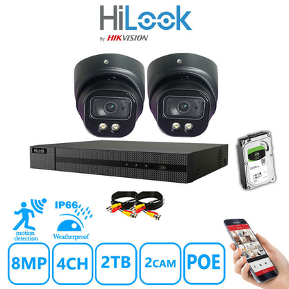 Full IP CCTV System 8MP Kit 4CH Hilook NVR Hizone Black Cameras and HDD Special Offer