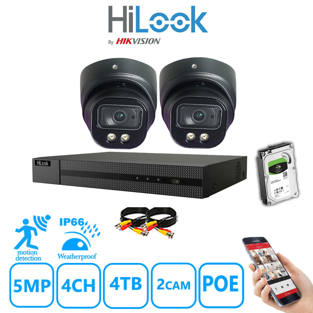 Full IP CCTV System 5MP Kit 4CH Hilook NVR Hizone Black Cameras and HDD Special Offer