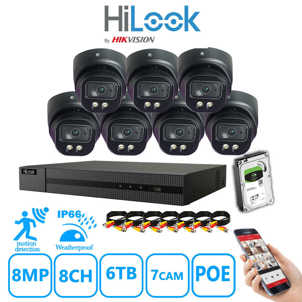 Full IP CCTV System 8MP Kit 8CH Hilook NVR Hizone Black Cameras and HDD Special Offer