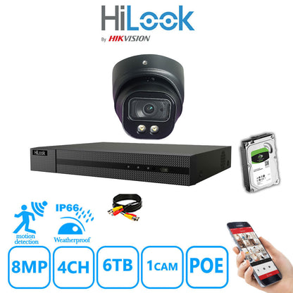 Full IP CCTV System 8MP Kit 4CH Hilook NVR Hizone Black Cameras and HDD Special Offer