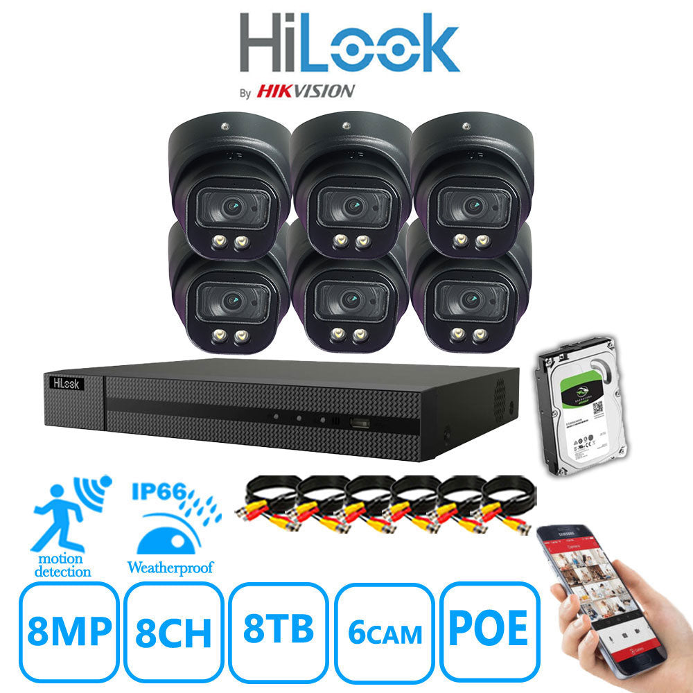 Full IP CCTV System 8MP Kit 8CH Hilook NVR Hizone Black Cameras and HDD Special Offer