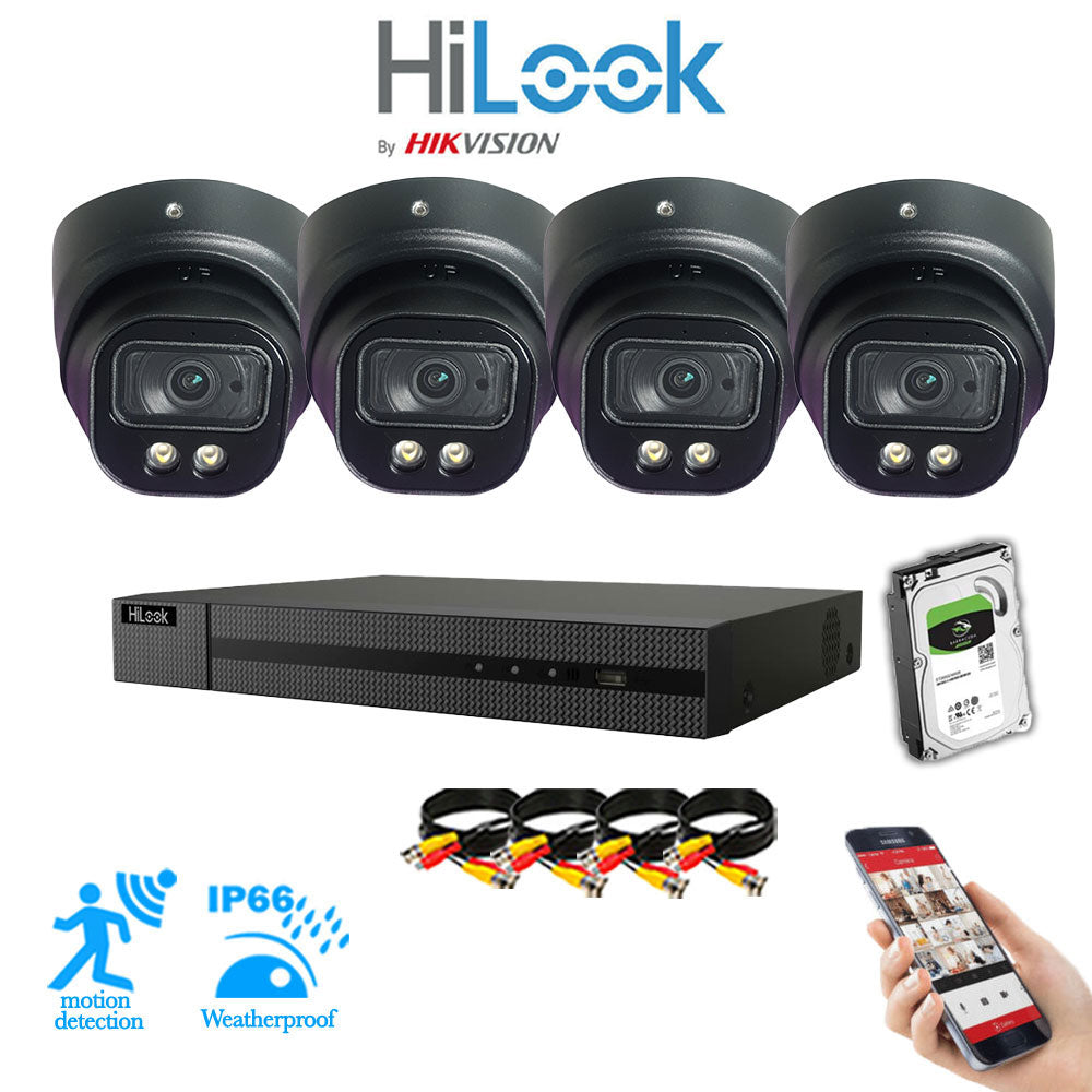 Full IP CCTV System 5MP Kit 4CH Hilook NVR Hizone Black Cameras and HDD Special Offer